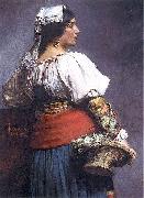 Teodor Axentowicz Italian florist oil painting